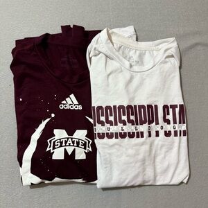Adidas Mississippi State T-Shirts - Maroon Long Sleeve & White Short Sleeve